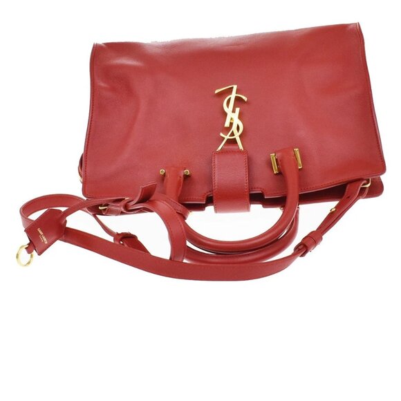 SAINT LAURENT YSL Logo Cabas 2 Way Hand Bag Leather Red GHW Italy 29KB315 - Picture 3 of 16